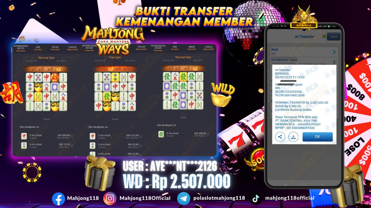 MAHJONG118 JACKPOT SLOT Mahjong Ways  Rp 2.507.000,– LUNAS