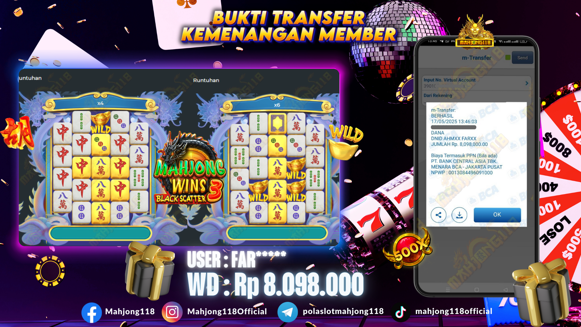 MAHJONG118 JACKPOT SLOT Mahjong Wins 3 - Black Scatter Rp 8.098.000,– LUNAS