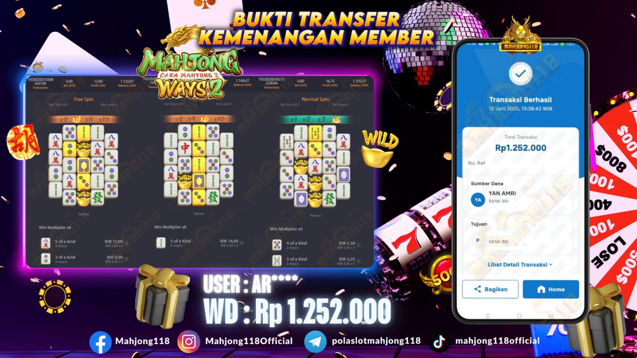 MAHJONG118 JACKPOT SLOT Mahjong Ways 2  Rp 1.252.000,– LUNAS