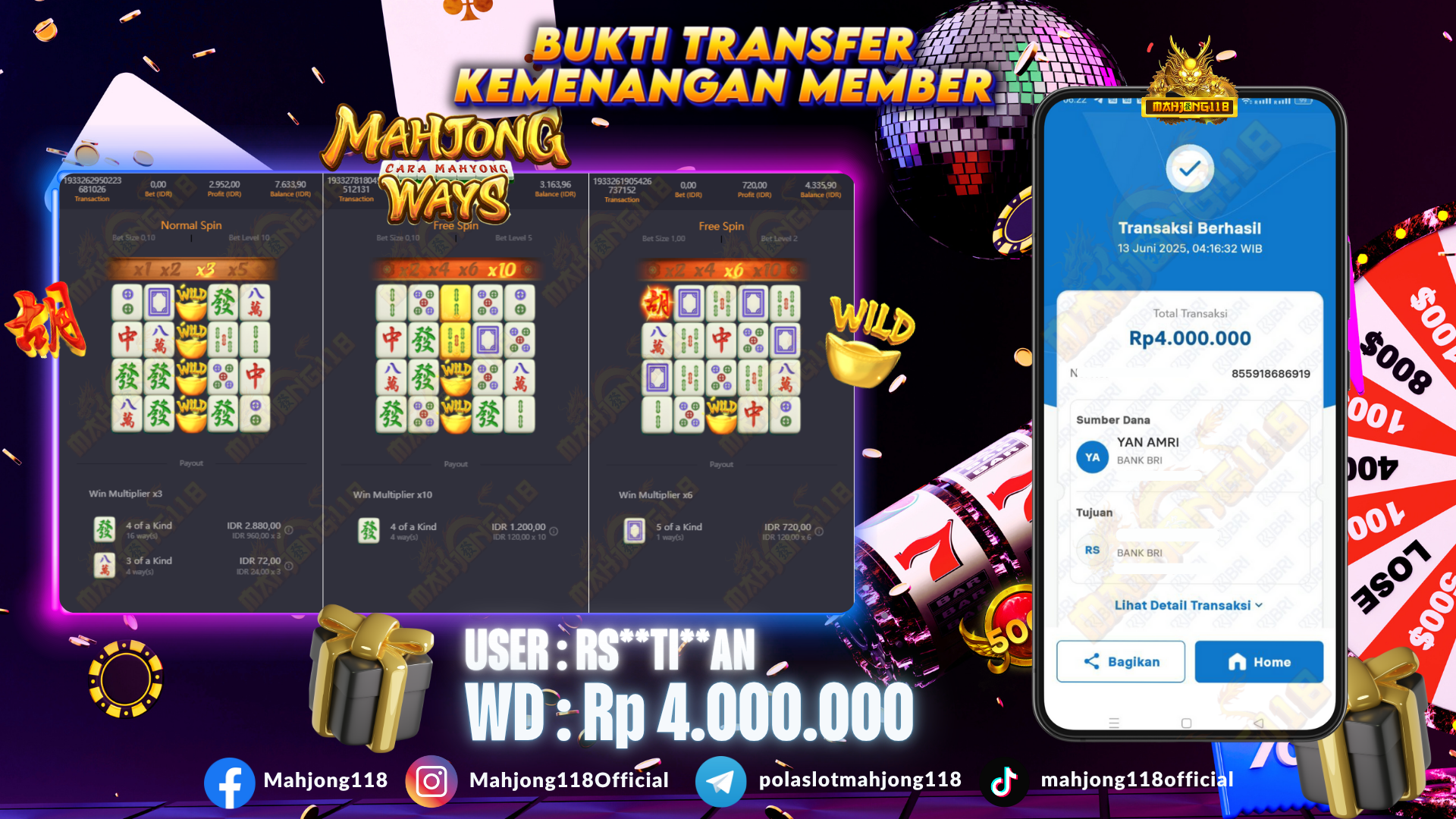 AHJONG118 JACKPOT SLOT Mahjong Ways  Rp 4.000.000,– LUNAS