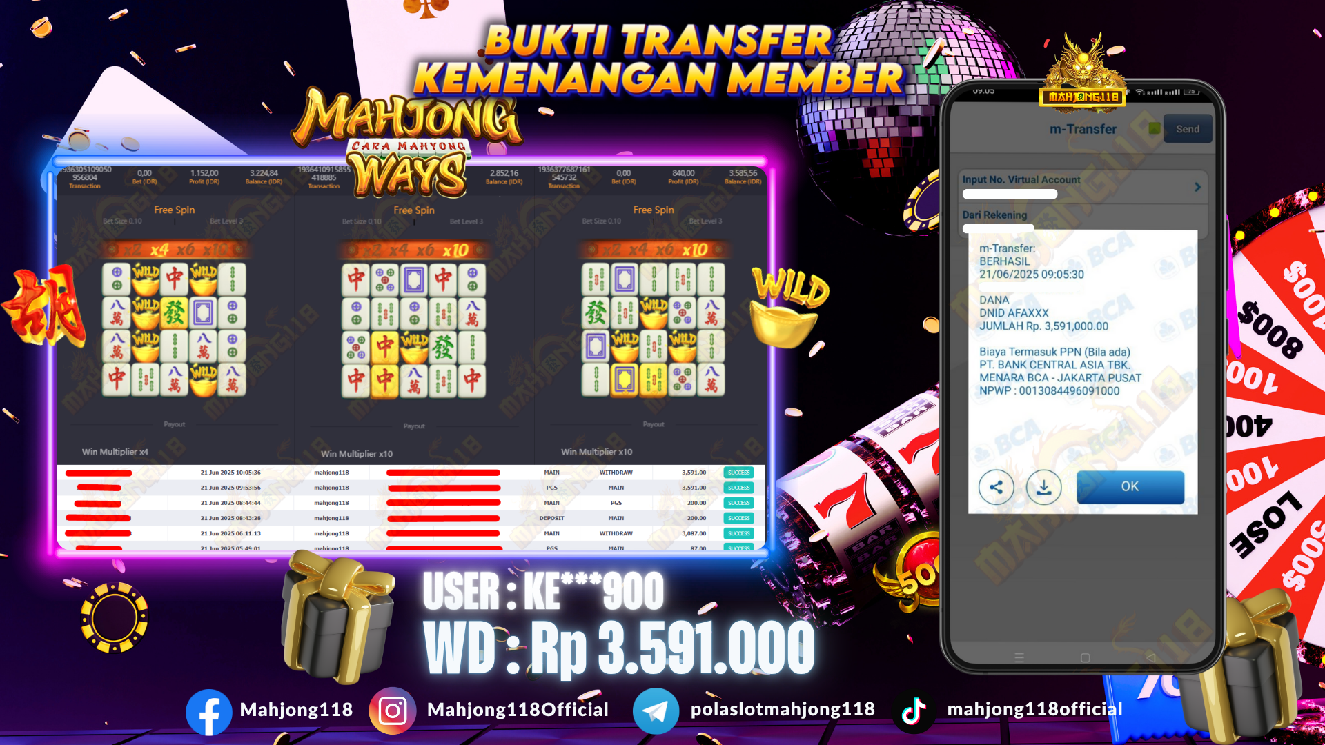 MAHJONG118 JACKPOT SLOT Mahjong Ways Rp 3.591.000,– LUNAS