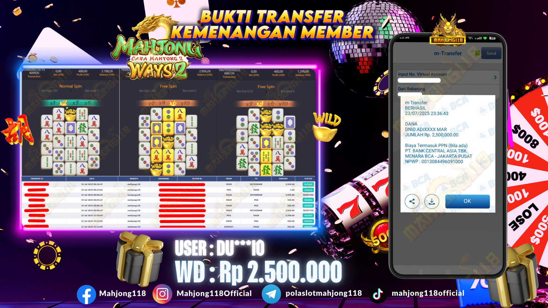 MAHJONG118 JACKPOT SLOT Mahjong Ways 2 Rp 2.500.000,– LUNAS