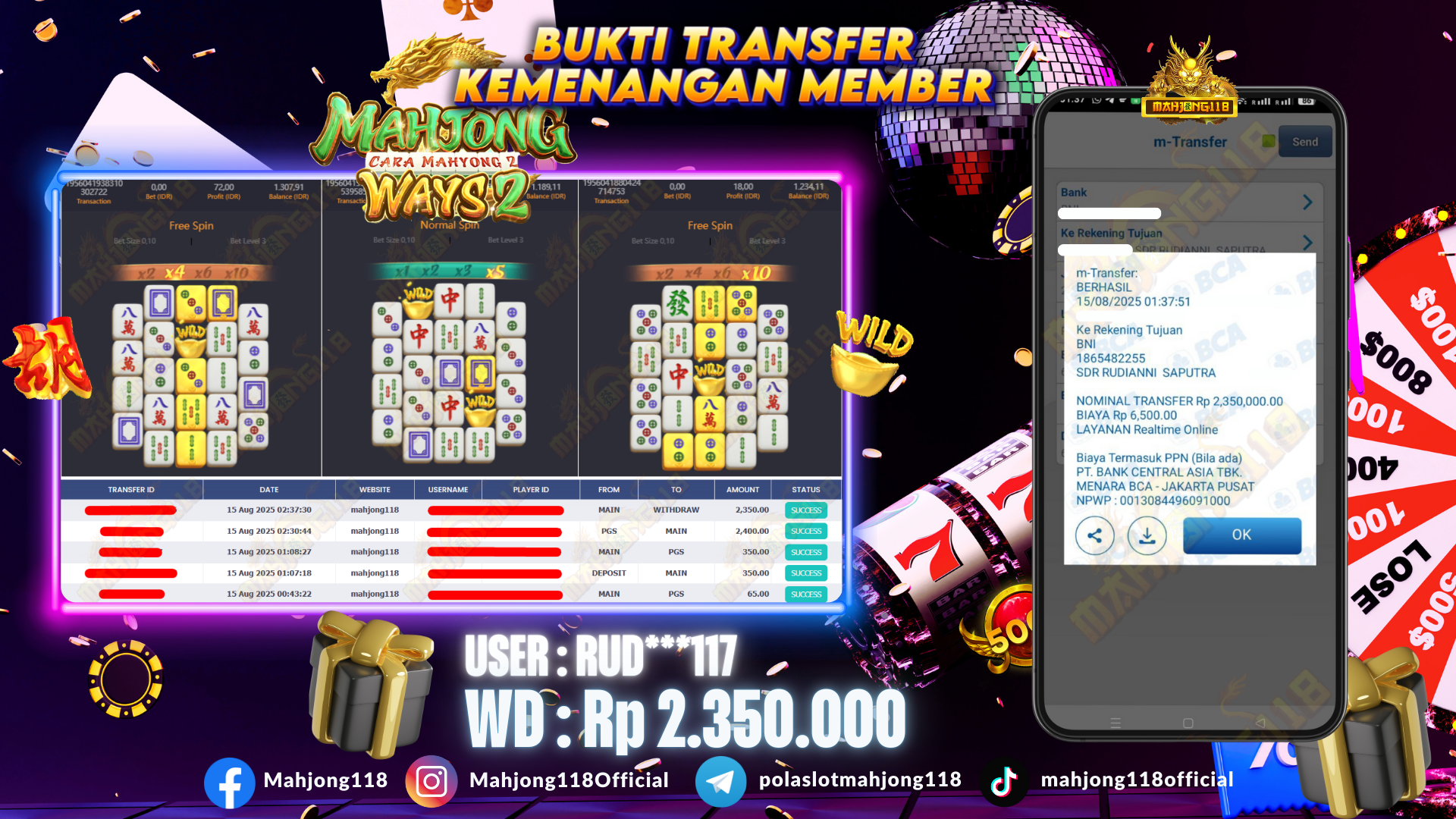 MAHJONG118 JACKPOT SLOT Mahjong Ways 2  Rp 2.350.000,– LUNAS